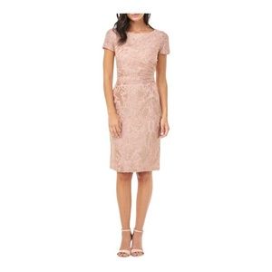 JS collections THALIA ROUCHED WAIST COCKTAIL DRESS IN ROSE GOLD
